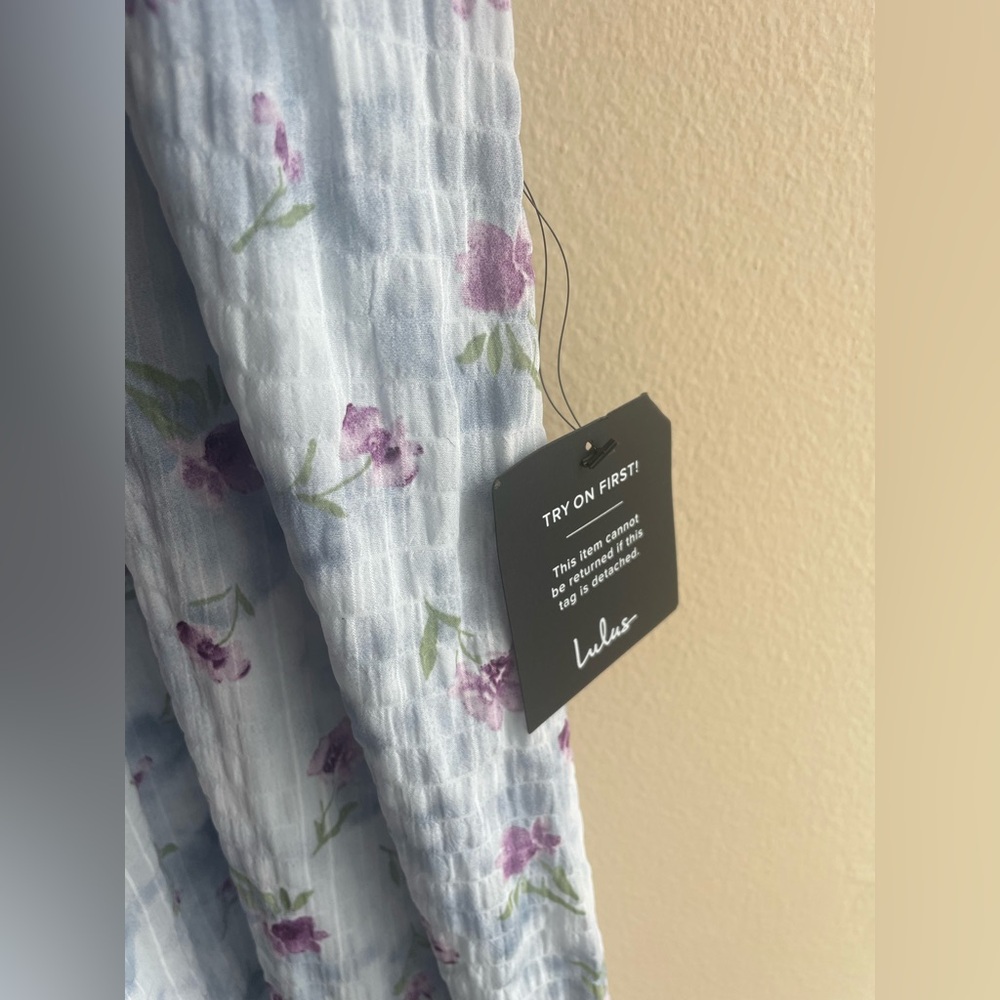 New Lulus Women Floral Blue Maxi Dress Size XL - Picture 4 of 10